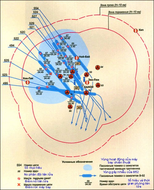 Sơ đồ tác chiến của bộ đội tên lửa phòng không đợt 1 chiến dịch Điện Biên Phủ trên không