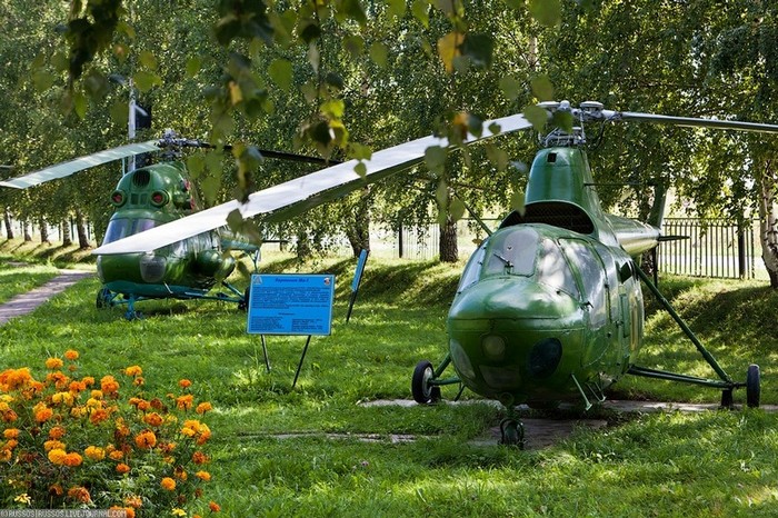 Hình ảnh chiếc trực thăng Mi-1 (bên phải màn hình) và Mi-2 bên trái.