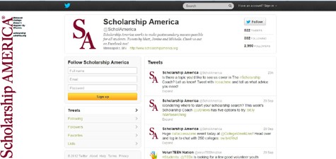 @ScholAmerica: Cuối cùng nhưng cũng không kém phần quan trọng đó là trang Twitter của Scholarship America. Trang này không những cập nhật các chương trình học bổng mới nhất từ các trường đại học của Mỹ mà trên trang web này còn link đến tất cả các chương trình học bổng của các trường đại học. Điều này giúp bạn không bỏ lỡ bất kỳ thông tin của bất kỳ chương trình học bổng nào.