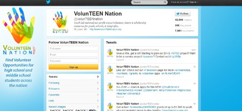 @volunTEENnation: Tình nguyện viên có thể là những yếu tố rất quan trọng để bạn có thể có được những cơ hội dành học bổng, và trang Twitter của tổ chức VolunTEEN Nation đăng tải những thông tin cập nhật nhất đến sinh viên về những cơ hội về các hoạt động tình nguyện cũng như học bổng trong các chương trình định hướng hoạt động cộng đồng.