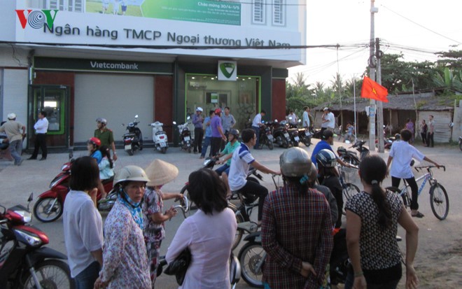 Vietcombank cho biết không có thiệt hại nào về người và tài chính. ảnh: VOV.