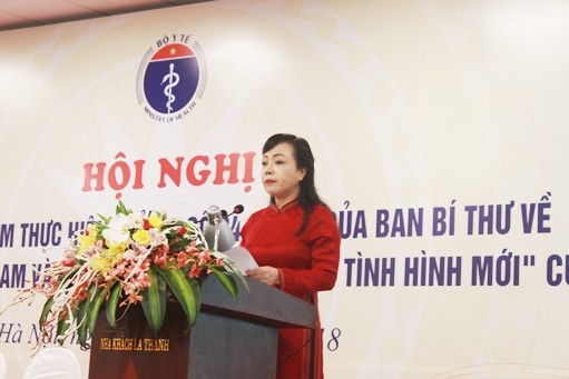 Bộ trưởng Nguyễn Thị Kim Tiến phát biểu tại hội nghị. ảnh: moh.gov.vn