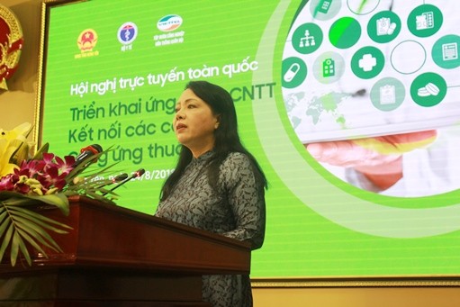 Bộ trưởng Nguyễn Thị Kim Tiến phát biểu tại hội nghị. ảnh: moh.gov.vn