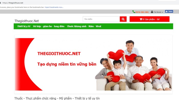 Một trong những website bán hàng mà Cục An toàn thực phẩm chỉ ra không phải địa chỉ chính thức bán Trà giảm cân Kingphar Slim.