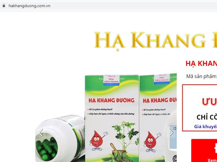 Một trong những website vi phạm mà Cục An toàn thực phẩm chỉ ra.