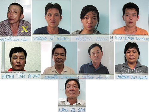 Nguyễn Kim Của ( X) và các đồng phạm trong băng nhóm bị bắt giữ - Ảnh: C.T.V – ảnh do công an cung cấp