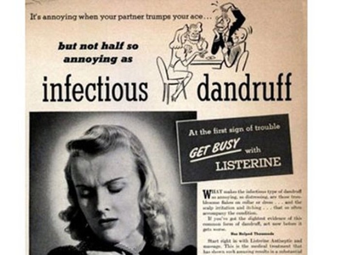 14. Quảng cáo nước súc miệng Listerine chữa viêm họng: Từ năm 1921, hãng Listerine từng quảng cáo nước súc miệng của mình có thể chữa viêm họng.