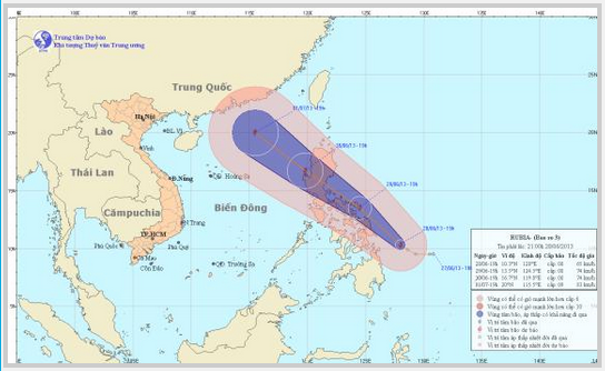 Chùm ảnh đường đi và vị trí cơn bão.