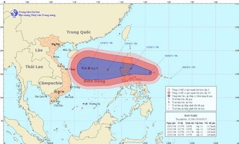 Ảnh chụp đường đi và vị trí cơn bão.