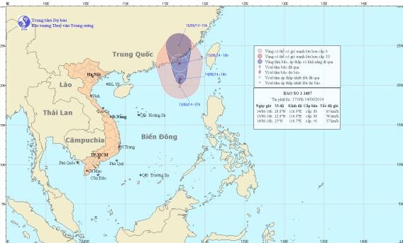 Áp thấp nhiệt đới đã mạnh lên thành bão. (Ảnh: KTTVTW).