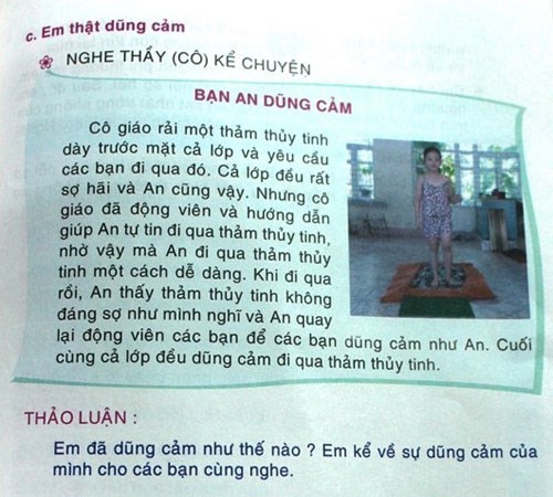 Nội dung câu chuyện &quot;Bạn An dũng cảm&quot; trong cuốn do Tiến sĩ Phan Quốc Việt chủ biên (ảnh: Báo Thanh Niên).