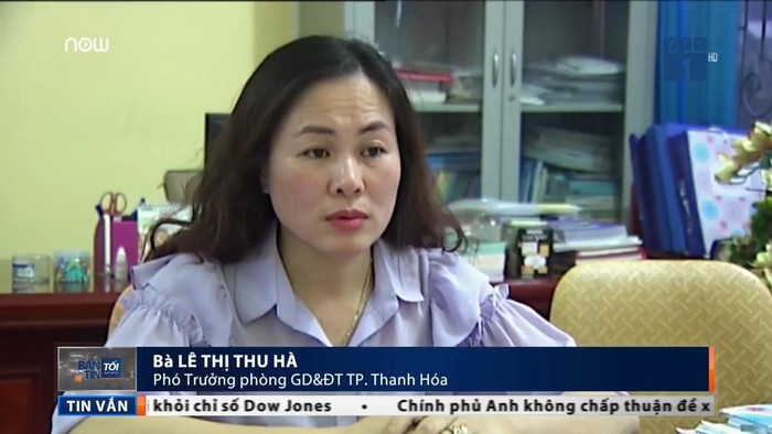 Bà Lê Thị Thu Hà, Phó Trưởng phòng Giáo dục và Đào tạo thành phố Thanh Hóa. Ảnh của truyền hình VTC.