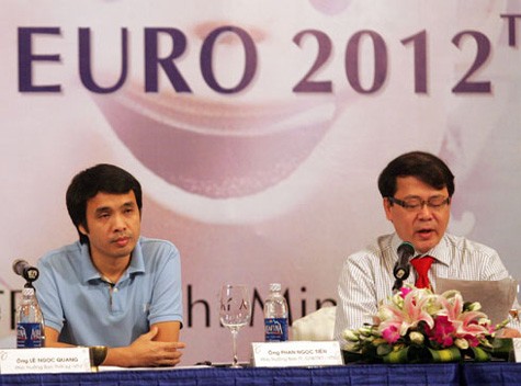 Đại diện VTV trong buổi công bố bản quyền truyền thông EURO 2012 tại Việt Nam. Ảnh: An Nhơn