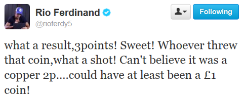 Dòng tweet của Rio Ferdinand.