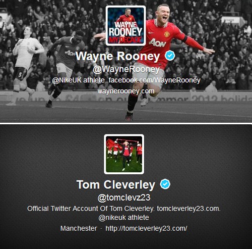 Không chỉ riêng Rooney mà các CĐV khác do Nike tài trợ, điển hình như đồng đội Tom Cleverley cũng thực hiện sự thay đổi thông tin cá nhân trên Twitter.