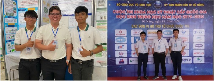 Thầy Đức cùng các em học sinh tham gia các cuộc thi nghiên cứu khoa học (Ảnh:NVCC)