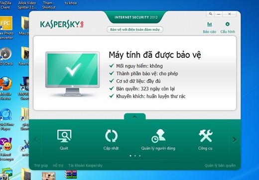 7. Sử dụng phần mềm diệt virus Phần mềm độc hại luôn đe dọa người dùng máy tính. Nếu không được bảo vệ hợp lý, laptop dễ dàng nhiễm mã độc, virus, phần mềm gián điệp, adware, trojan, sâu, rootkit, keylogger, botnet, backdoor… Chúng không chỉ khiến hệ thống chậm đi, ngừng phục vụ mà thậm chí gây hậu quả tai hại như mất thông tin tài khoản trực tuyến, đánh cắp tài liệu quan trọng… Bởi vậy, bạn nhớ cài đặt phần mềm diệt virus đủ mạnh và update đều đặn nhé.