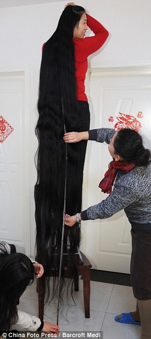 Mái tóc dài 2,4 m của bà Ni Linmei