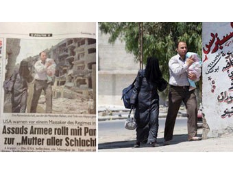 Bức ảnh tờ Die Kronen Zeitung của Áo đã chỉnh sửa (trái) và ảnh gốc.