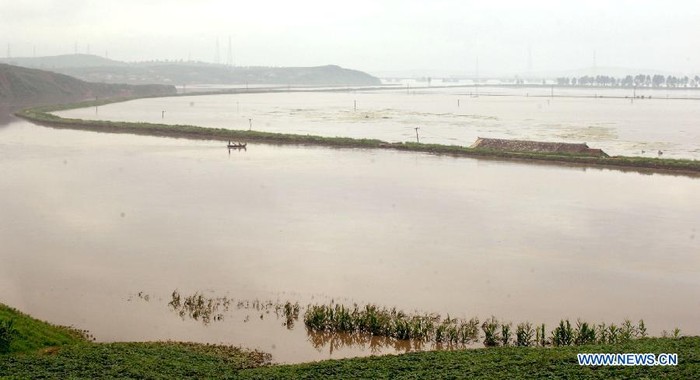 Nước ngập cánh đồng tại Anju, tỉnh Nam Phyongan, Triều Tiên.