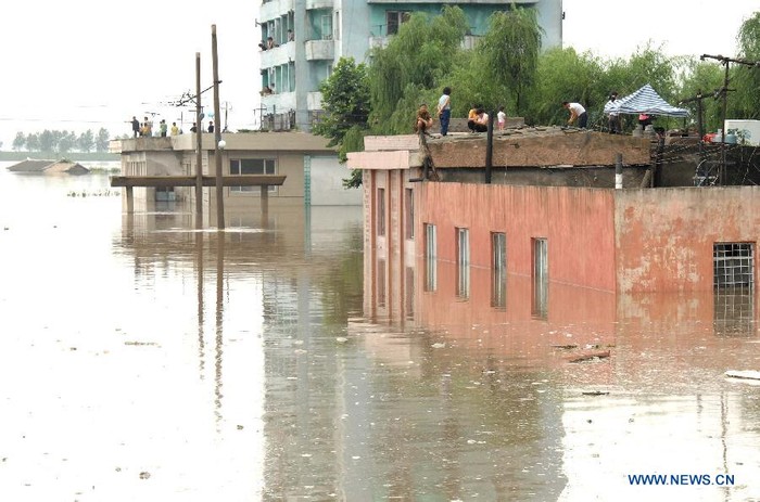 Nước ngập thành phố Anju, tỉnh Nam Phyongan, Triều Tiên.