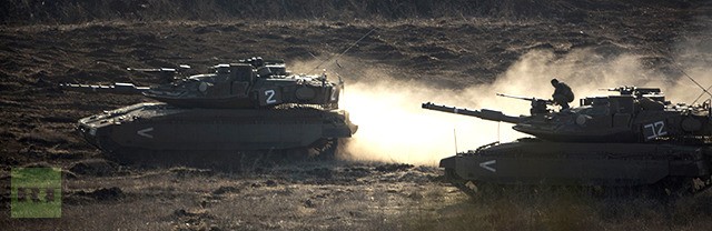 Xe tăng Merkava của Israel trên cao nguyên Golan.