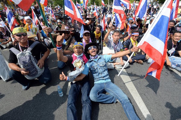 Người biểu tình phản đối chính phủ tại Bangkok.