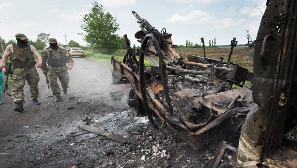 Một trạm kiểm soát ở Slaviansk.