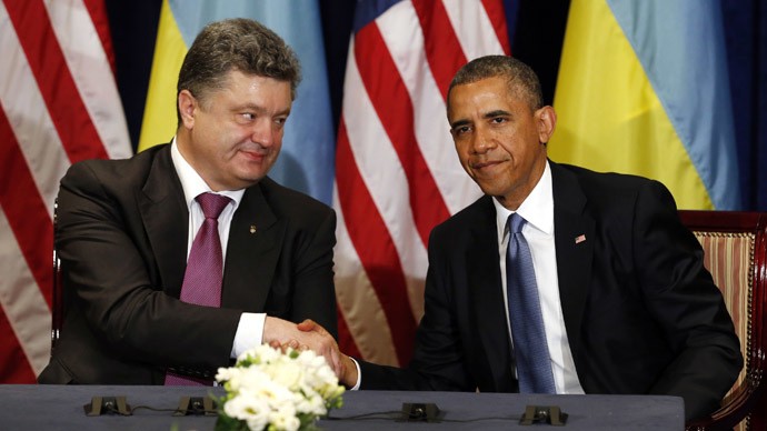 Tổng thống Mỹ Barack Obama và Tổng thống Ukraine Petro Poroshenko trong cuộc gặp gỡ tại Ba Lan ngày 4/6.
