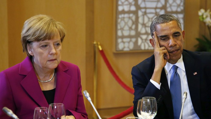 Tổng thống Mỹ Barack Obama (phải) và Thủ tướng Đức Angela Merkel. Ảnh RT/Reuters.