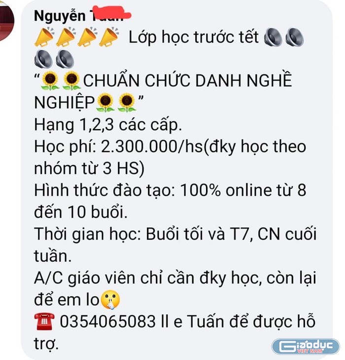 Ngoài việc chiêu sinh được thông báo tại các trường đại học, gửi mail về các trường phổ thông thì trên mạng xã hội nhan nhản thông tin chiêu sinh như thế này (Ảnh: Thanh An)