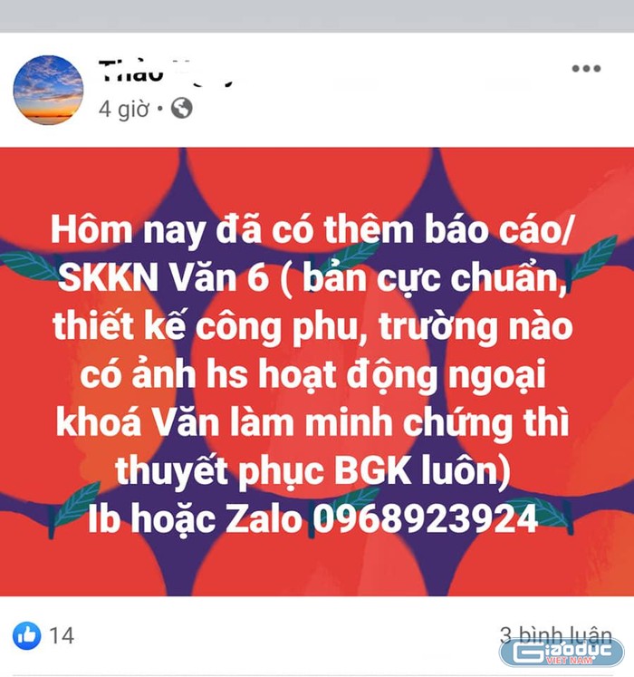 Tình trạng chào bán sáng kiến kinh nghiệm trên mạng xã hội (Ảnh: L.M.)