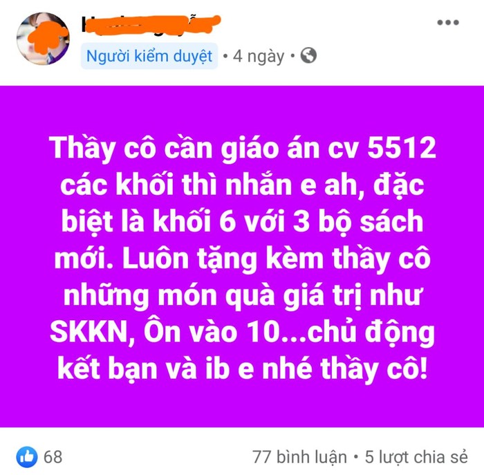 Giáo án theo hướng dẫn của Công văn 5512 đang chào bán tràn lan trên mạng Ảnh chụp màn hình.