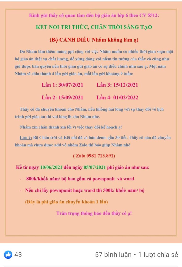 Giáo án Ngữ văn 6 theo Công văn 5512 đang được chào bán với giá 800 ngàn đồng/năm, ảnh chụp từ màn hình