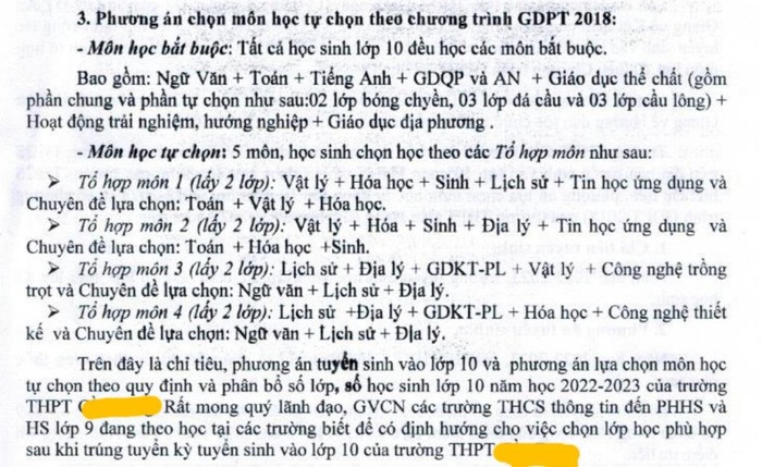 Nhiều trường trung học phổ thông đã định hướng cụ thể nhóm tổ hợp (Ảnh: Lê Văn Minh)