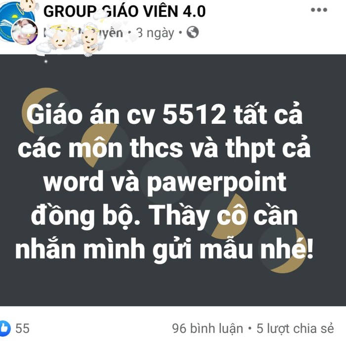 Giáo án được chào bán công khai trên mạng xã hội (Ảnh chụp từ màn hình)