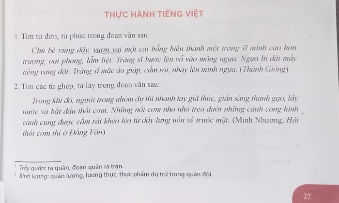 Cùng một bài tập nhưng có 2 cách hỏi khác nhau (Ảnh chụp từ sách Ngữ văn 6, bộ Chân trời sáng tạo)