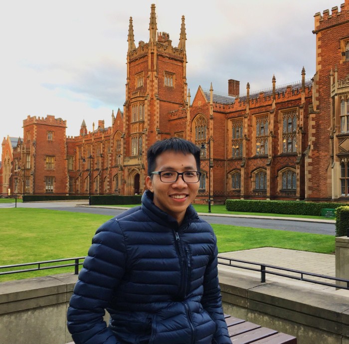 Tiến sĩ Lương Văn Thiện trong thời gian học tiến sĩ tại Trường Đại học Queen&apos;s University Belfast, Vương Quốc Anh (ảnh: NVCC)