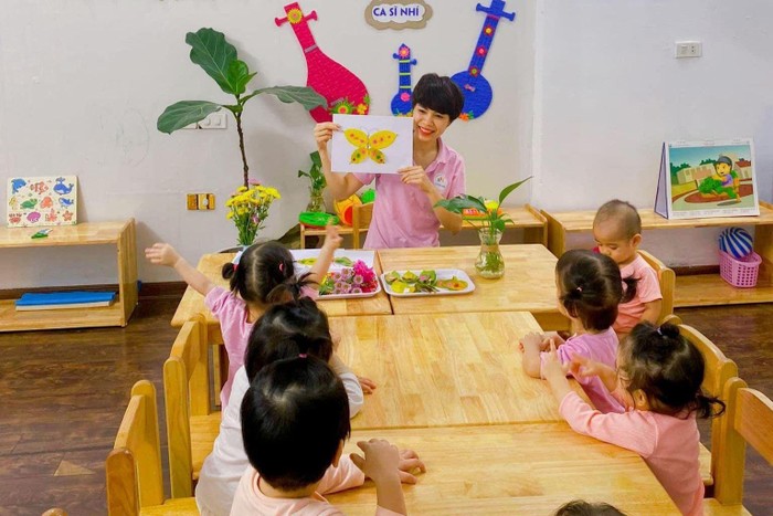 Các em học sinh Trường Mầm non trải nghiệm Future Kids trong giờ học (Nguồn: Trường Mầm non trải nghiệm Future Kids).