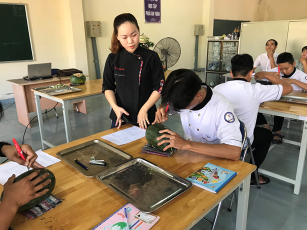 Học sinh Trường Trung cấp nghề Cam Ranh trong Hội giảng nhà giáo giáo dục nghề nghiệp cấp cơ sở năm học 2022-2023 (Ảnh: Website nhà trường).