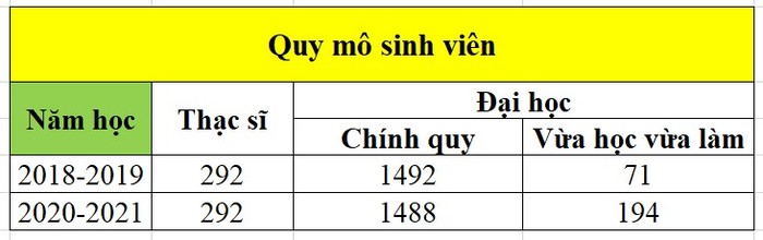 Quy mô sinh viên phân theo loại hình đào tạo của Trường Đại học Công nghệ Đông Á.