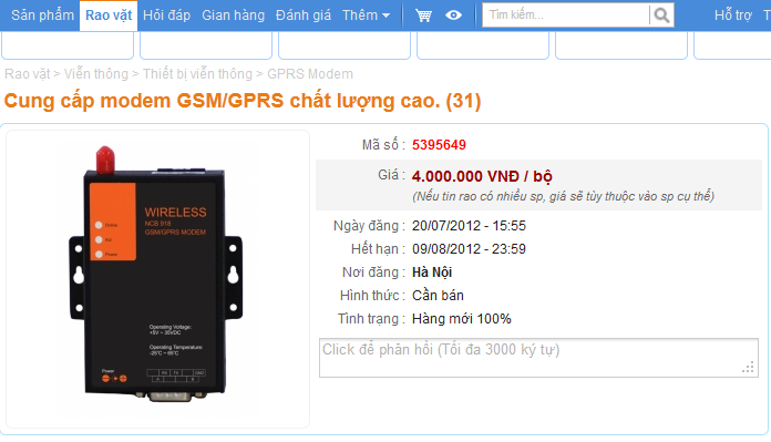 GSM Modem chất lượng cao.