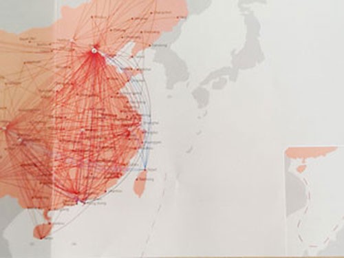 Bản đồ có đường lưỡi bò mà Air China phát cho khách hàng ở cuộc họp