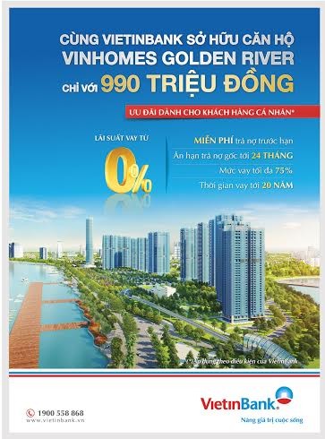 Chương trình hỗ trợ vay vốn mua căn hộ Vinhomes Golden River tại VietinBank.