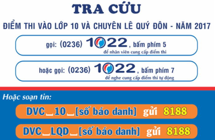 Cổng thông tin dịch vụ công Đà Nẵng cung cấp điểm thi tuyển sinh lớp 10.