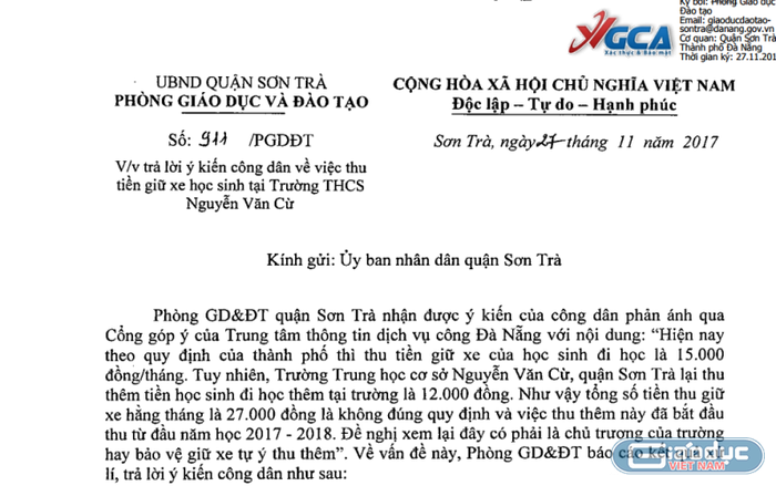 Ngay sau khi nhận được phản ánh của phụ huynh qua Cổng góp ý của Trung tâm thông tin dịch vụ công Đà Nẵng, lực lượng chức năng đã vào cuộc xác minh, kiểm tra. Ảnh: TT