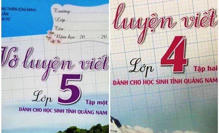 Vở luyện viết dành cho học sinh Quảng Nam được dành cho học sinh lớp 1 đến lớp 5. Ảnh: NP