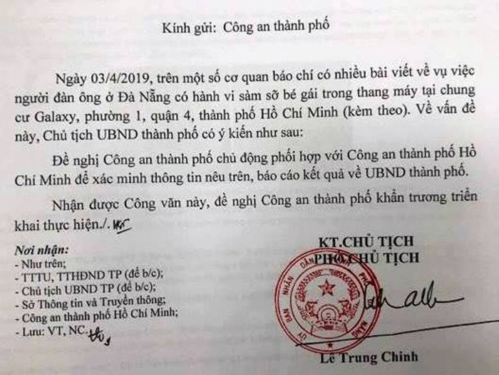 Công văn của Ủy ban nhân dân Thành phố Đà Nẵng. Ảnh: TT