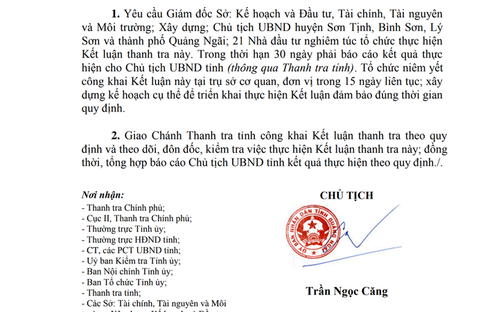 Kết luận Thanh tra của tỉnh Quảng Ngãi chỉ rõ các sai phạm của dự án xã hội hóa giáo dục. Ảnh: AP