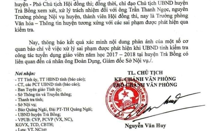 Giám đốc sở Nội vụ Quảng Ngãi được xác định có gửi gắm thí sinh trong kỳ thi tuyển giáo viên. Ảnh: AP